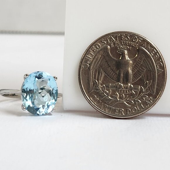 NIB Big 5.40ct Glacier Topaz 925 Silver Ring Size 6 - Picture 8 of 10